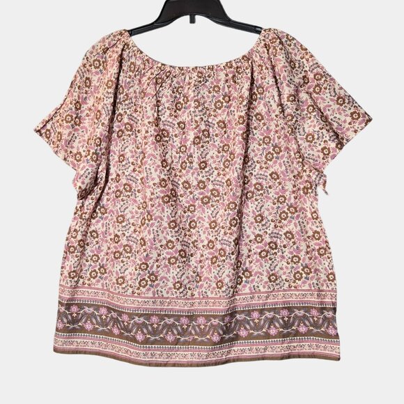 Faherty Florence Organic Cotton Boho Top Floral Earth Block Print S NWOT - Picture 4 of 9